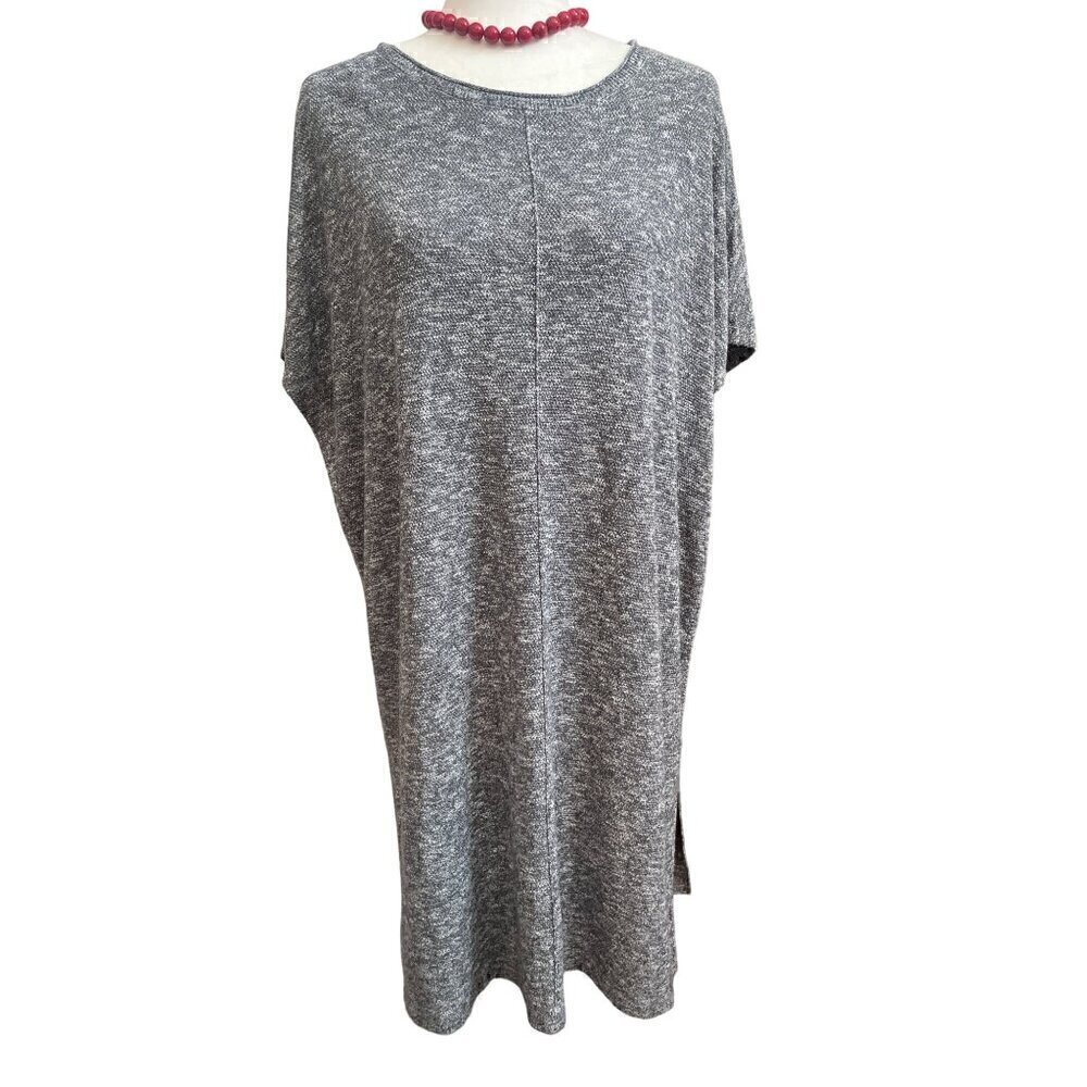 J Jill Pure Jill Easy Tunic Dress Heathered Gray cap sleeves Size Large NWOT